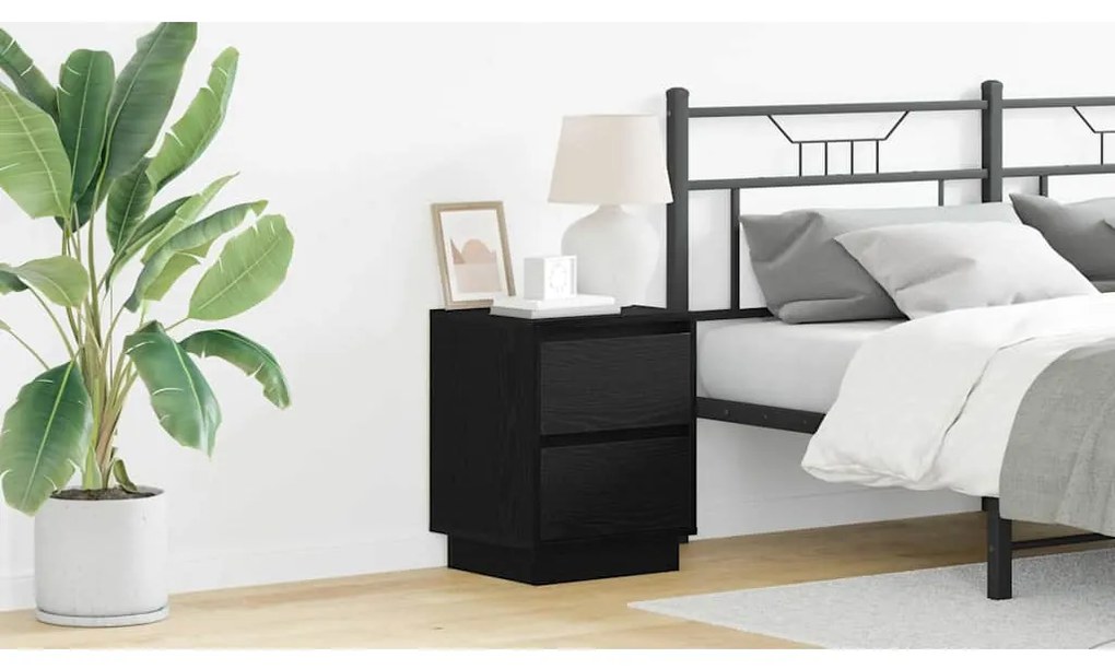 vidaXL Κομοδίνο με συρτάρι Μαύρο 39 x 34.5 x 50 εκ. Επεξεργασμένο ξύλο