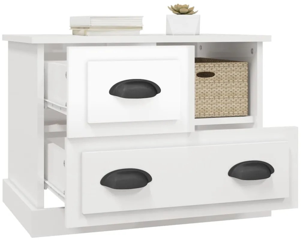 vidaXL Κομοδίνα Γυαλιστερό Λευκό 60x39x45 εκ.
