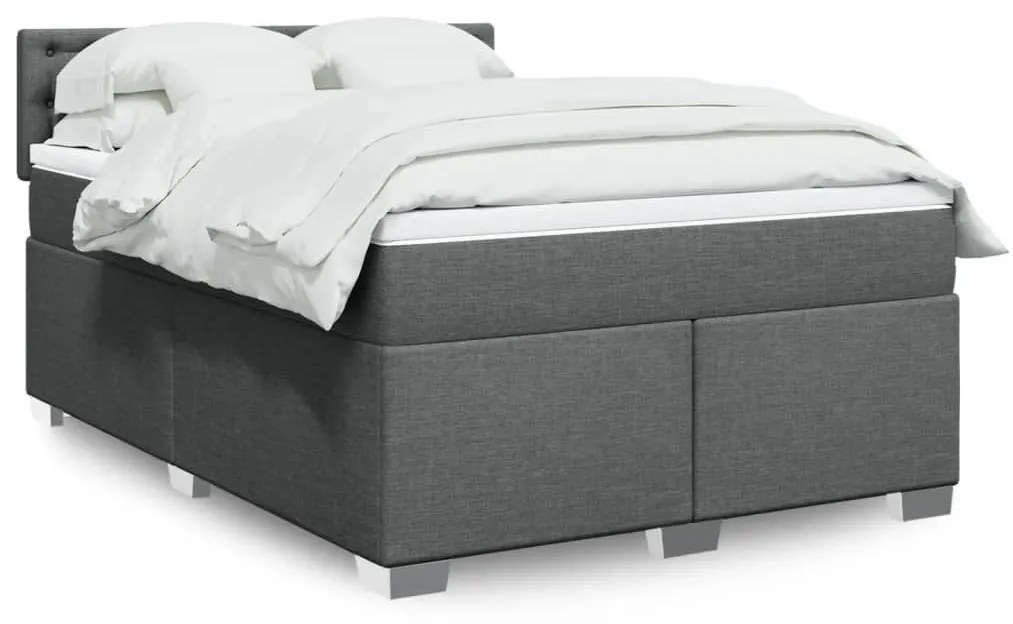 ΚΡΕΒΑΤΙ BOXSPRING ΜΕ ΣΤΡΩΜΑ ΣΚΟΥΡΟ ΓΚΡΙ 140X200 ΕΚ ΥΦΑΣΜΑΤΙΝΟ 3288226