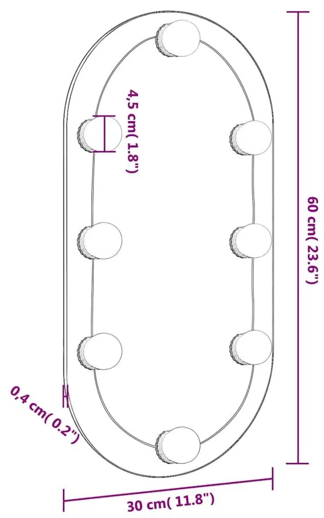 Καθρέφτης με Φώτα LED 60x30 εκ. Γυαλί Οβάλ - Ασήμι