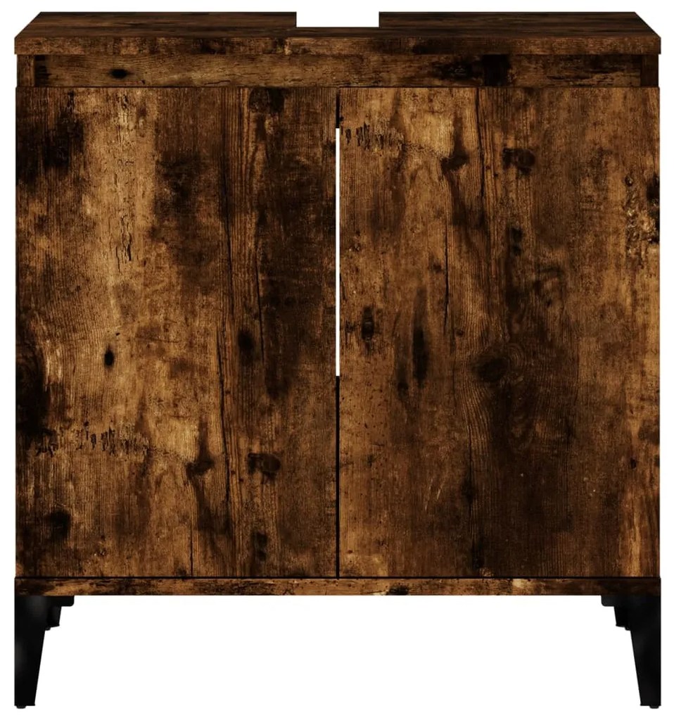 vidaXL Ντουλάπι Νιπτήρα Καπνιστή Δρυς 58x33x60 εκ. Επεξεργ. Ξύλο