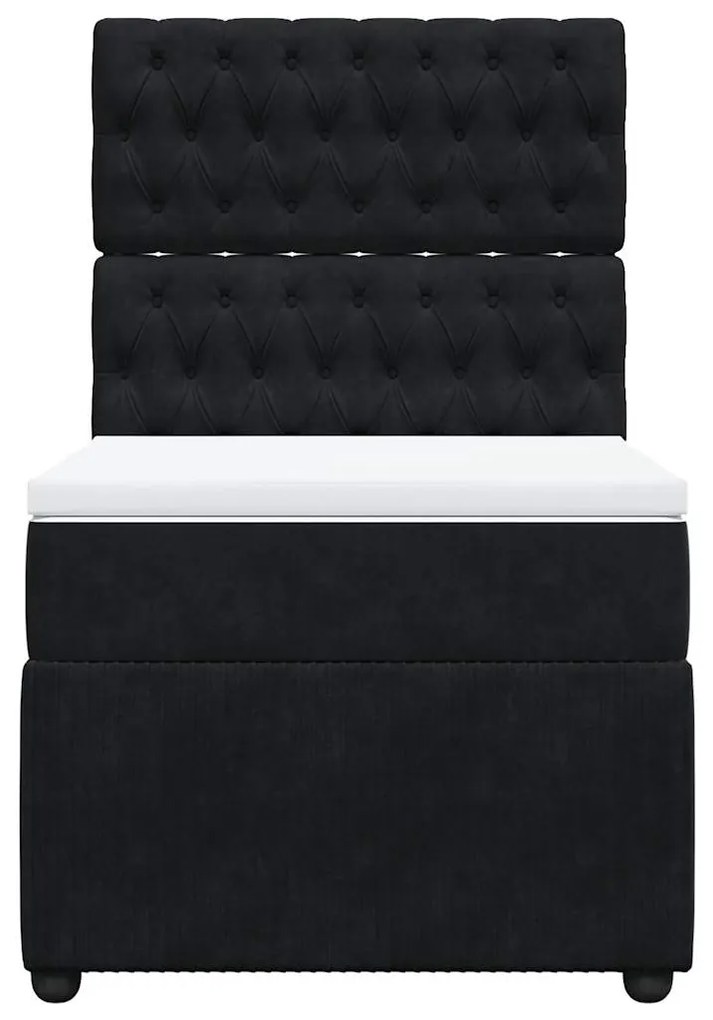 vidaXL Κρεβάτι Boxspring με Στρώμα Μαύρο 90x200 εκ. Βελούδινο