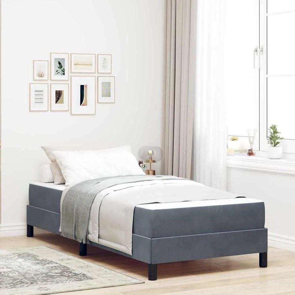 vidaXL Κρεβάτι box spring με στρώμα Σκούρο Γκρι 90 x 190 cm Βελούδο