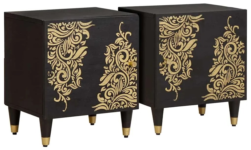 vidaXL Κομοδίνο με Πόρτα 2 pcs Μαύρο 40 x 33 x 46 εκ.