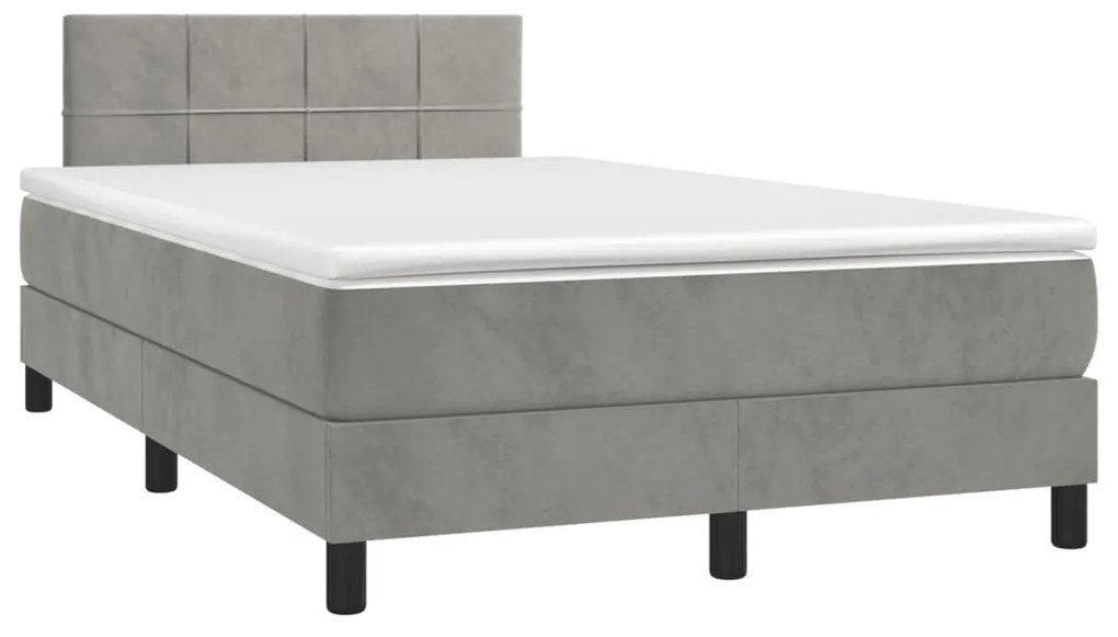 vidaXL Κρεβάτι Boxspring με Στρώμα &amp; LED Αν.Γκρι 120x190εκ. Βελούδινο