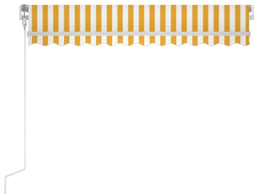 Τέντα Αυτόματη με LED & Αισθ. Ανέμου Κίτρινο/Λευκό 300x250 εκ. - Κίτρινο