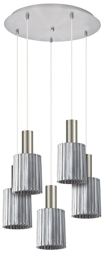 Φωτιστικό Οροφής Adept Tube 77-8397 40x40x300cm 5xE27 60W Nickel-Smoke Homelighting