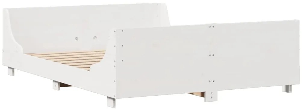 vidaXL Κρεβάτι Βιβλιοθήκη Χωρίς Στρώμα Λευκό 120x190 εκ Μασίφ Πεύκο