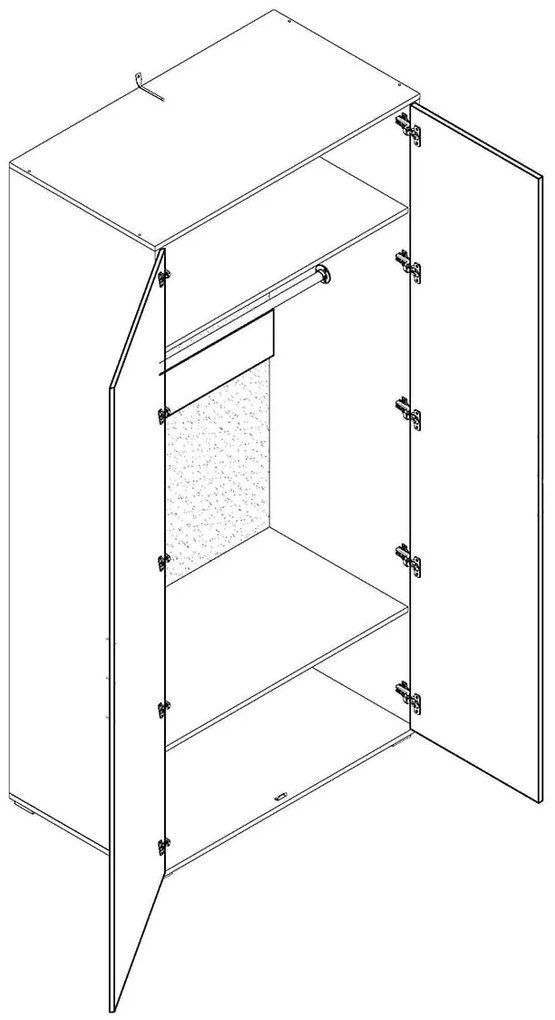 Δίφυλλη Ντουλάπα PIXIE Φυσική-Λευκή 100x55.3x210cm