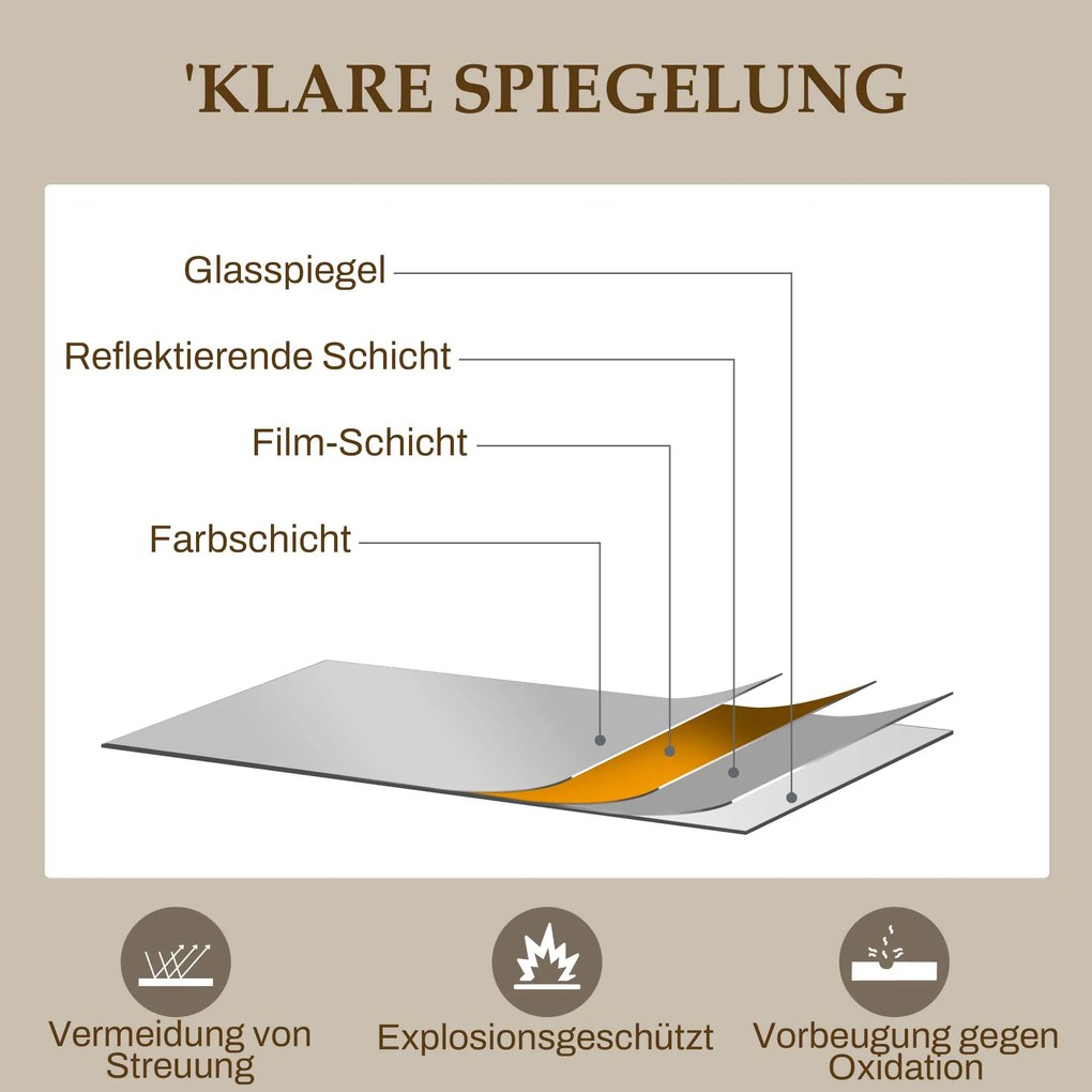 HOMCOM Επιτοίχιος Καθρέφτης, σχέδιο παραθύρου, καθρέφτης εισόδου, μεταλλικό πλαίσιο, 110 x 65 cm, Χρυσό