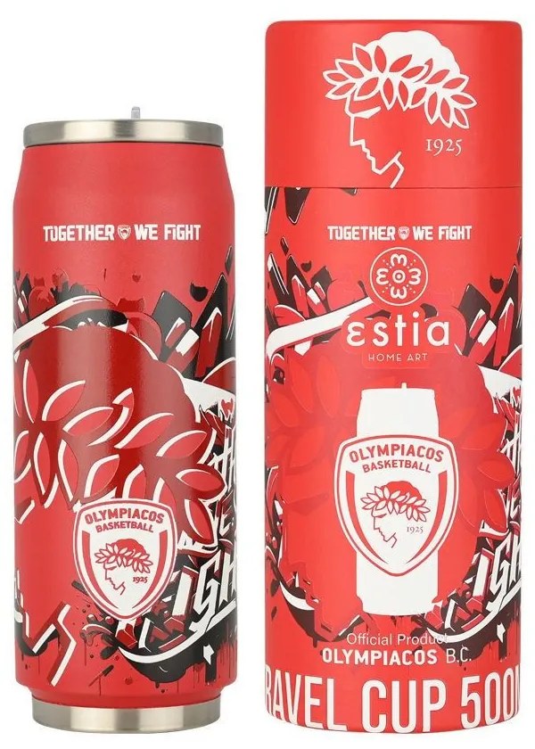 ESTIA ΘΕΡΜΟΣ TRAVEL CUP OLYMPIACOS BC EDITION TOGETHER WE FIGHT 500ml