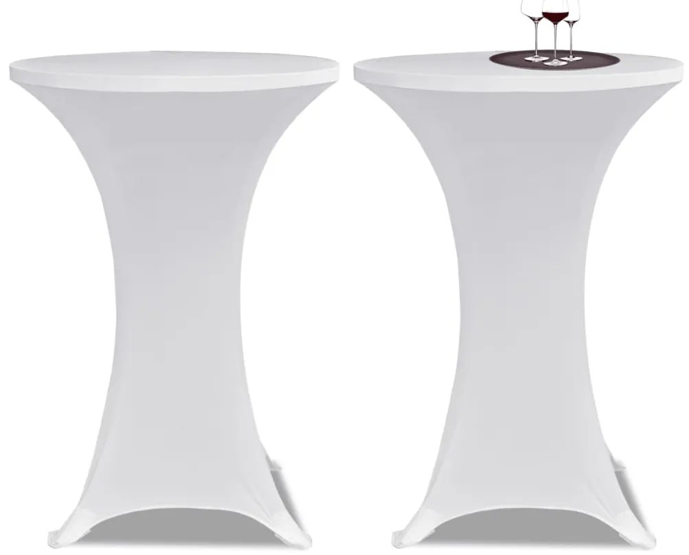 Κάλυμμα Τραπεζιού Stretch 2 τεμ. Λευκό Ø 70 εκ.
