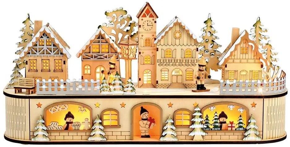 Ξύλινη Διακοσμητική Παράσταση με φωτισμό LED και διαστάσεις 21x12x45cm