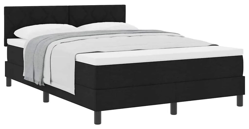 vidaXL Κρεβάτι box spring με στρώμα Μαύρο 140 x 190 cm ύφασμα