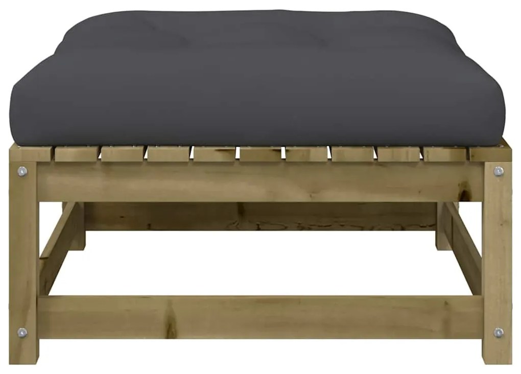 vidaXL Υποπόδιo Κήπου με Μαξιλάρι από Εμποτισμένο Ξύλο Πεύκου