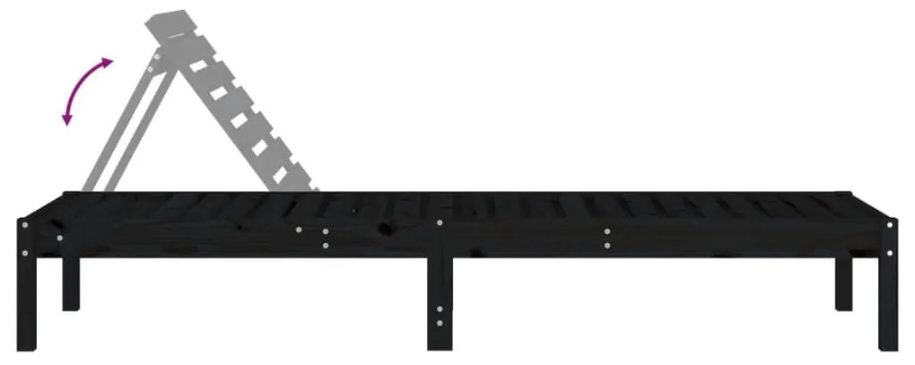 Ξαπλώστρα Μαύρη 199,5 x 60 x 74 εκ. από Μασίφ Ξύλο Πεύκου - Μαύρο