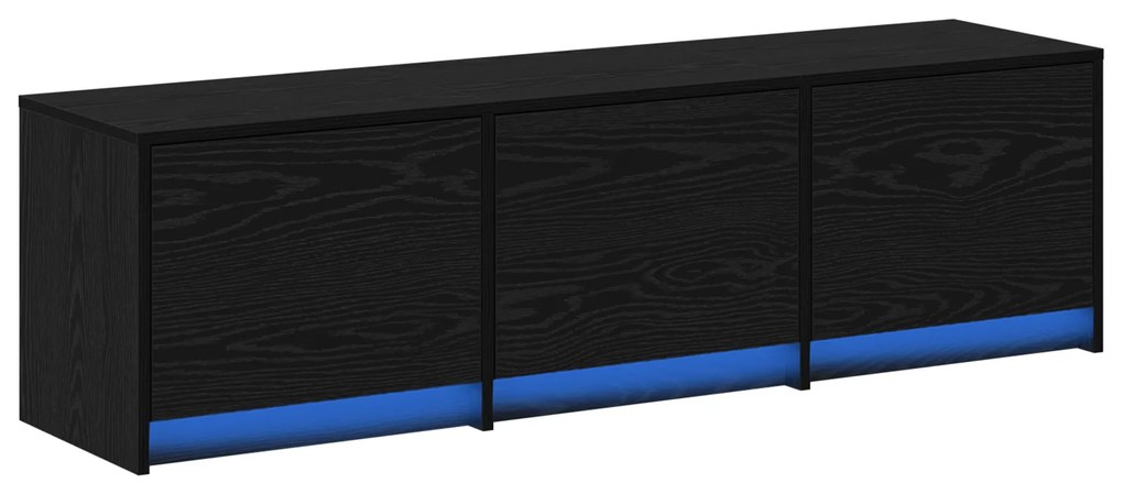 vidaXL TV Cabinet με LED Μαύρη Βελανιδιά 140x34x40 cm Επεξεργασμένο Ξύλο
