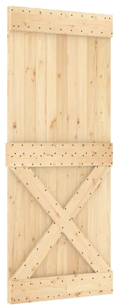 vidaXL Συρόμενη Μεσόπορτα με Μηχανισμό 85 x 210 εκ. Μασίφ Ξύλο Πεύκου