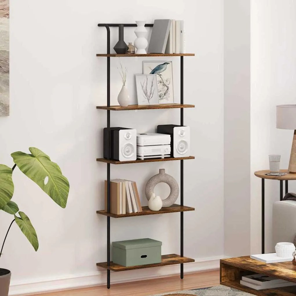 vidaXL Ράφι Βιβλίων Καπνιστή δρυς 60 x 24 x 168 εκ. Επεξεργασμένο ξύλο