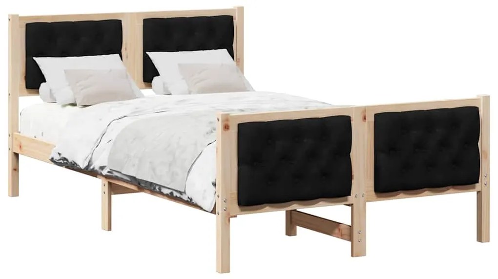 vidaXL Σκελετός Κρεβατιού Μαύρο 120 x 200 cm Στερεά ξυλεία πεύκου
