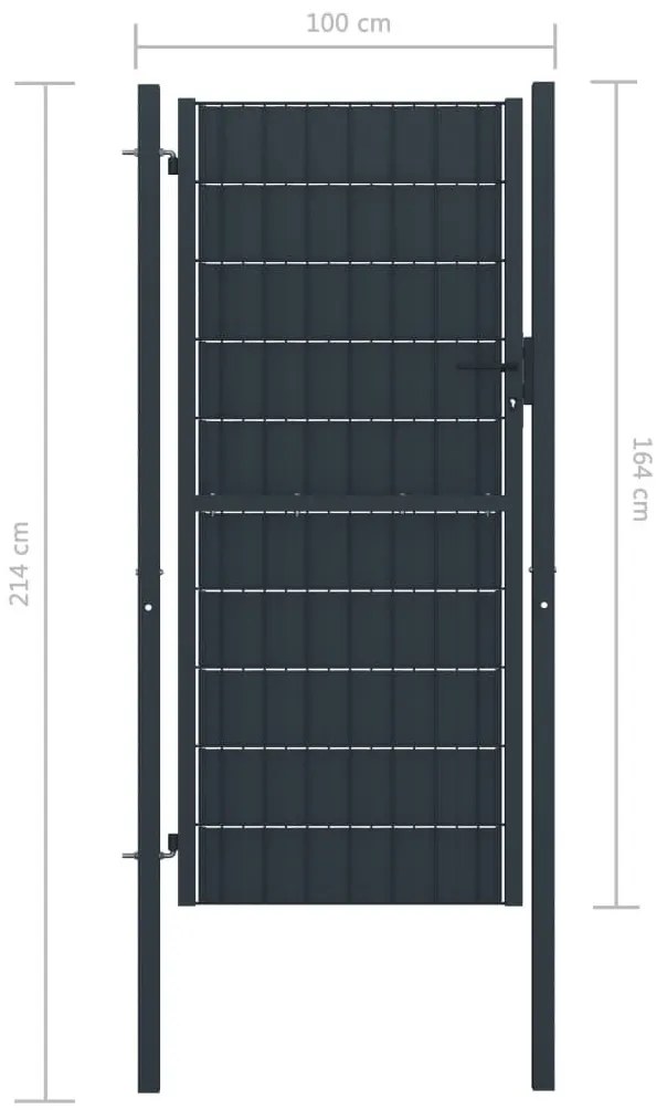 Πόρτα Περίφραξης Ανθρακί 100 x 164 εκ. από PVC / Ατσάλι - Ανθρακί