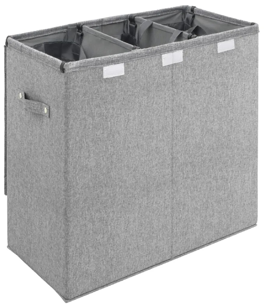 vidaXL Καλάθι Ρούχων Πτυσσόμενο Γκρι 64,5x34,5x59 ε. Συνθ. Λινό Ύφασμα
