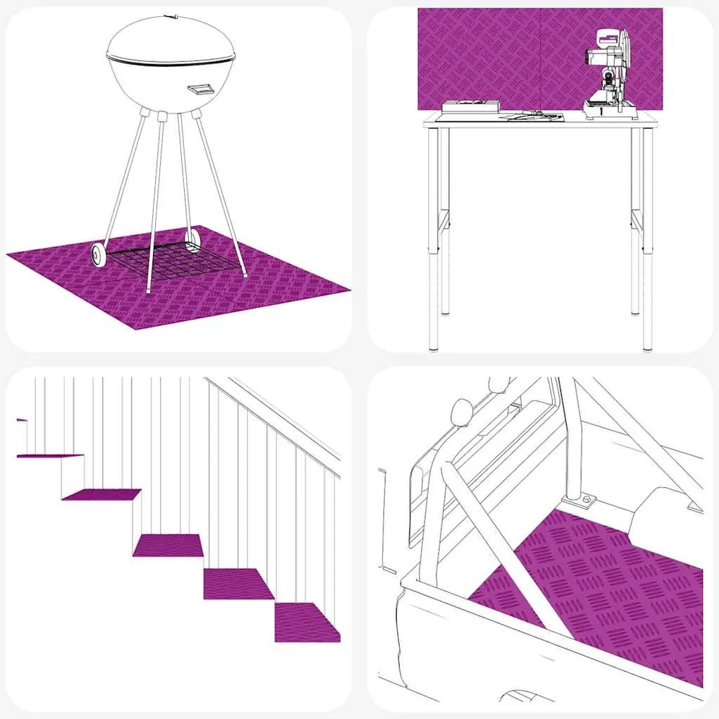 vidaXL Επιφάνειες Καρό 4 pcs Ασημί 50 x 50 cm Αλουμίνιο