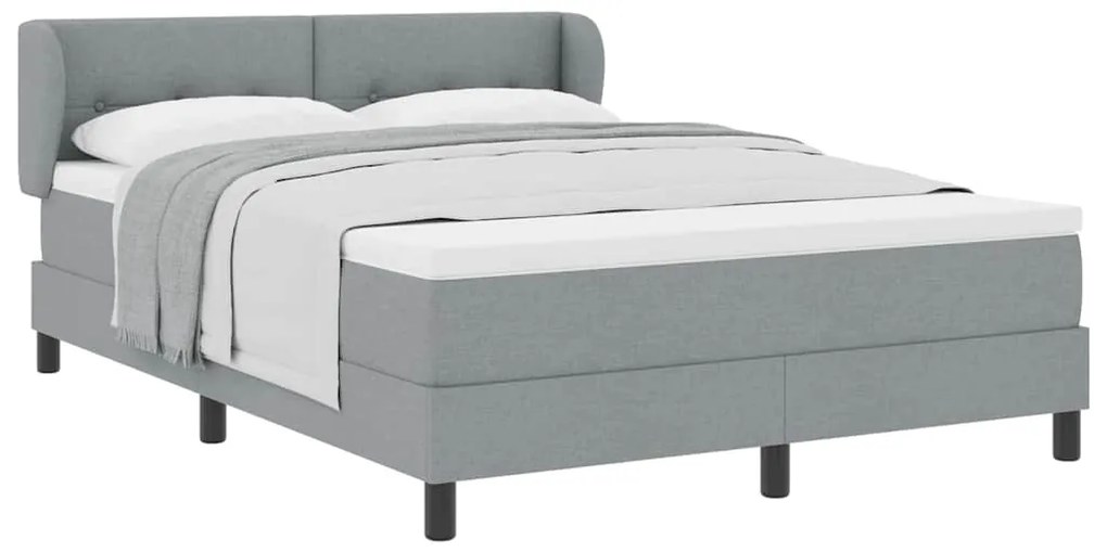 vidaXL Κρεβάτι box spring με στρώμα Ανοιχτό γκρι 140 x 190 cm ύφασμα