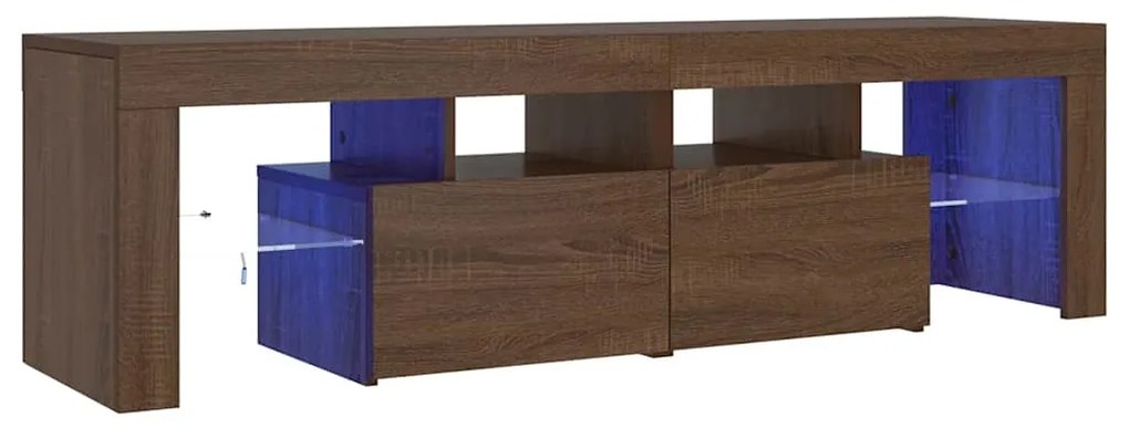 vidaXL Έπιπλο Τηλεόρασης με LED Καφέ Δρυς 140 x 36,5 x 40 εκ.