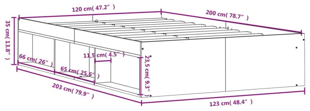 Πλαίσιο Κρεβατιού Sonoma Δρυς 120x200 εκ. - Καφέ