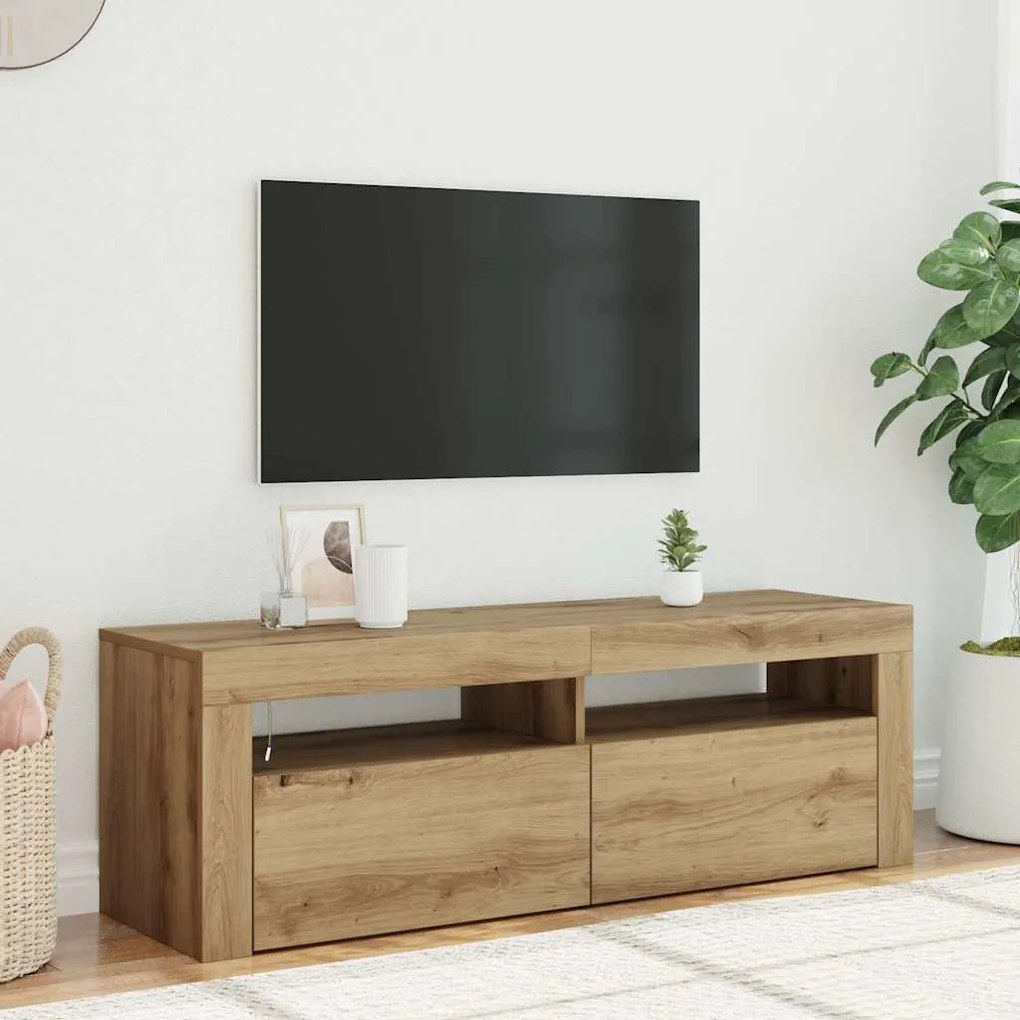 vidaXL Έπιπλο Τηλεόρασης με LED Αρτισιανή Δρυς 120x35x40 εκ Επεξ.Ξύλο