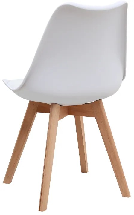 Καρέκλα τραπεζαρίας Viva Megapap PP - PU λευκό - ξύλινο φυσικό πόδι 48,5x54x80εκ.