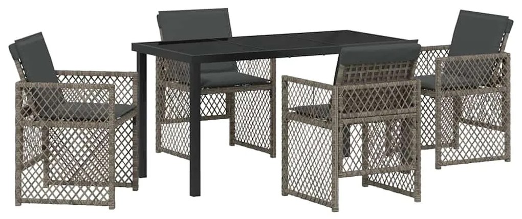 vidaXL Σέτ φαγητού για κήπο 5 pcs Γκρι συνθετικό ρατάν