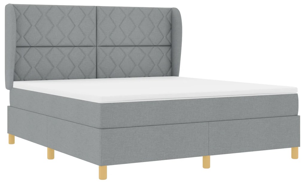 vidaXL Κρεβάτι Box Spring με Στρώμα Ανοιχτό Γκρι 180x200 εκ. Υφάσματος