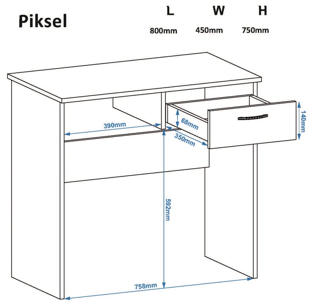 Γραφείο Ξύλινο PIXEL Ρουστίκ 80x45x75