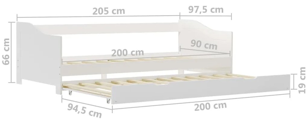 Πλαίσιο για Καναπέ - Κρεβάτι Λευκό 90x200 εκ. από Ξύλο Πεύκου - Λευκό