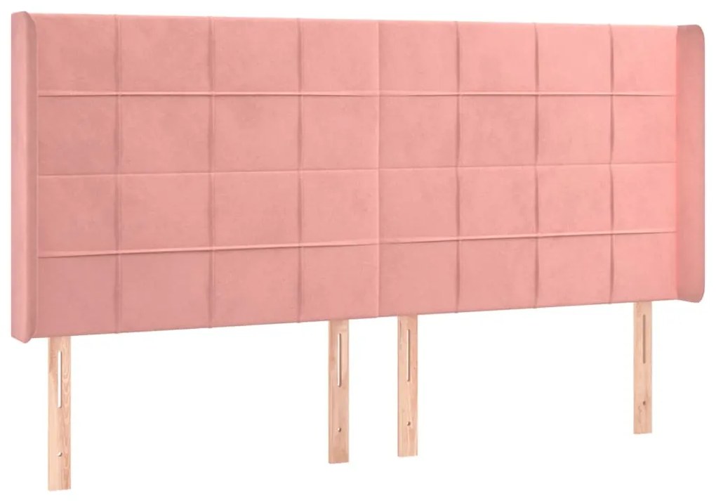 vidaXL Κρεβάτι Boxspring με Στρώμα &amp; LED Ροζ 160x200 εκ. Βελούδινο