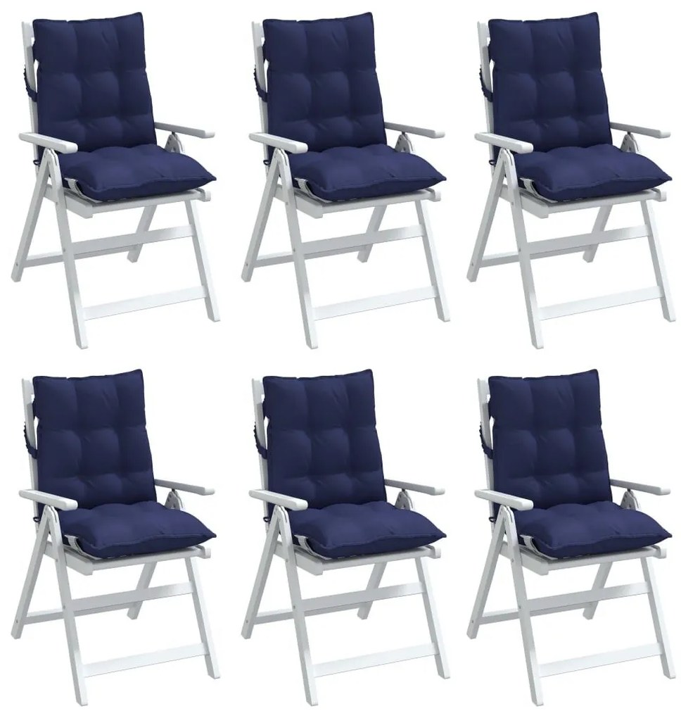Μαξιλάρια Καρέκλας Χαμηλή 6 τεμ. Ναυτικό Μπλε Ύφασμα Oxford - Μπλε