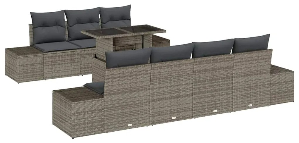 vidaXL Σετ Καναπέ Κήπου 8 pcs Γκρι Πολυέστερ και Κατασκευασμένο Ατσάλι