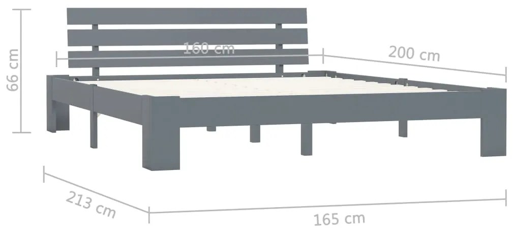 vidaXL Πλαίσιο Κρεβατιού Γκρι 160 x 200 εκ. από Μασίφ Ξύλο Πεύκου
