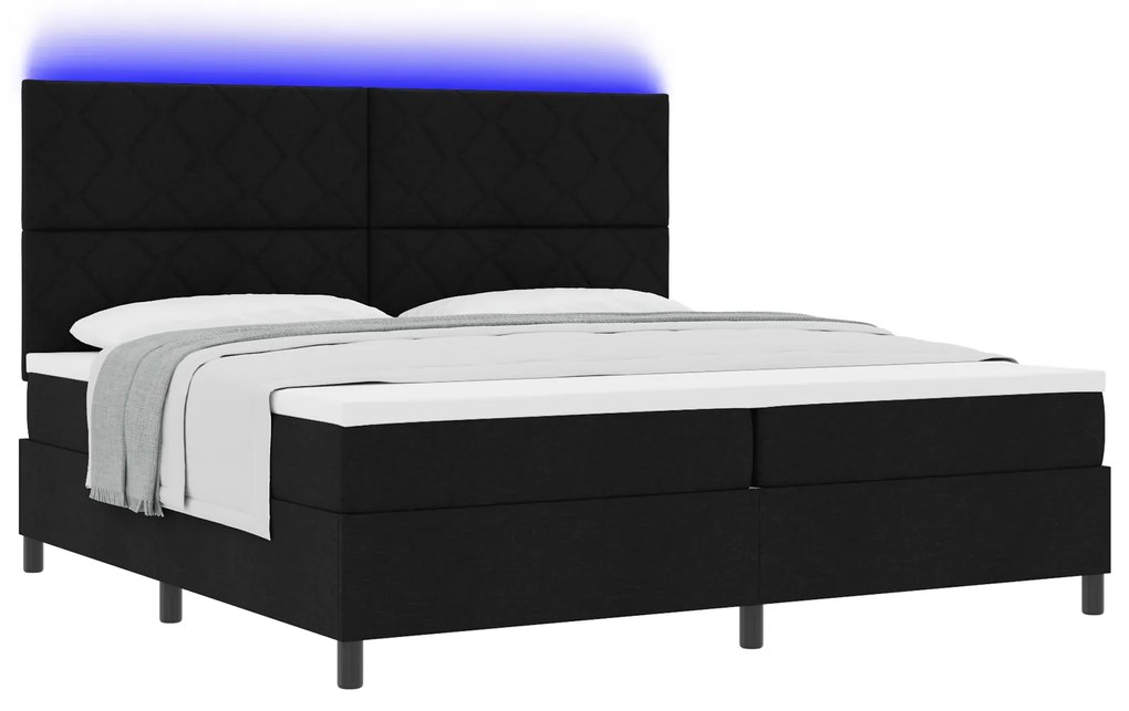 vidaXL Κρεβάτι με ελατήρια και στρώμα & LED Μαύρο 200x200 εκ. Υφάσματος