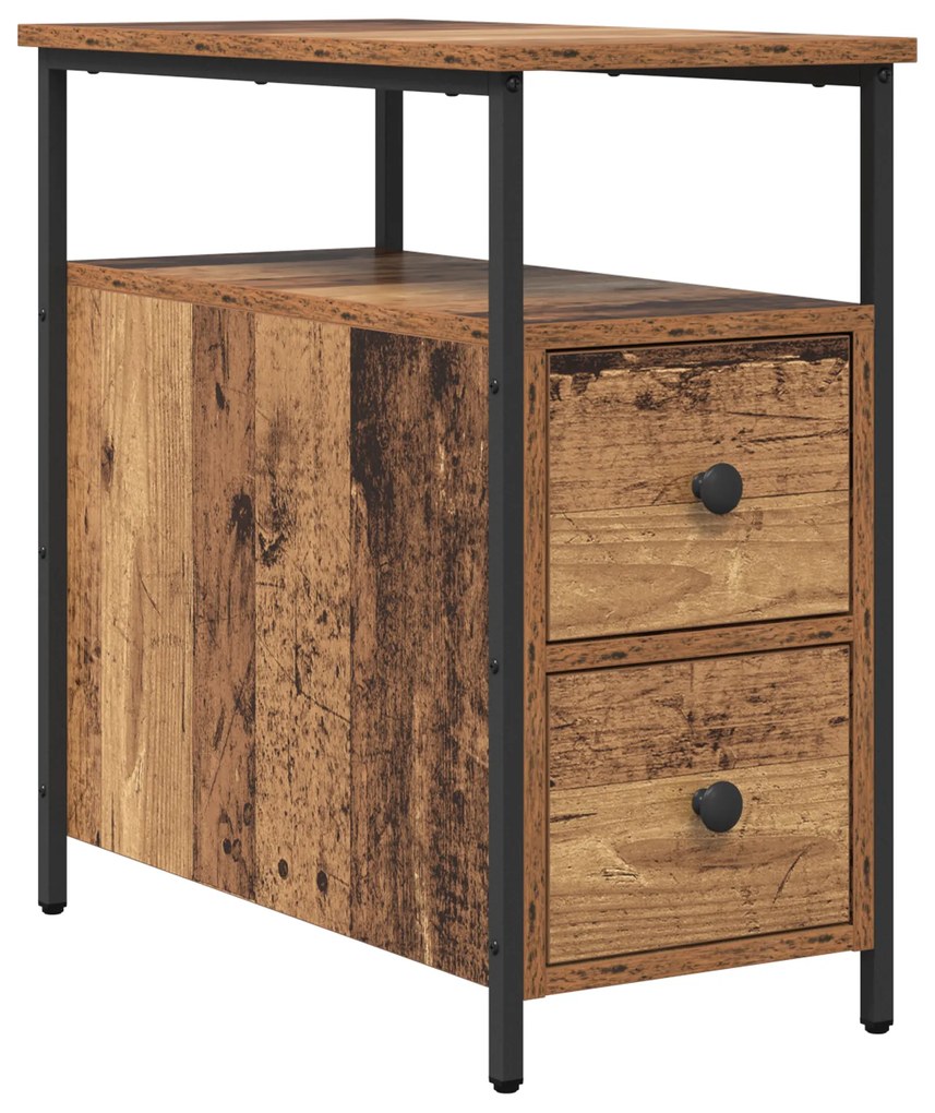 vidaXL Κομοδίνο με συρτάρι 2 pcs Παλαιό ξύλο 30 x 60 x 60 εκ.