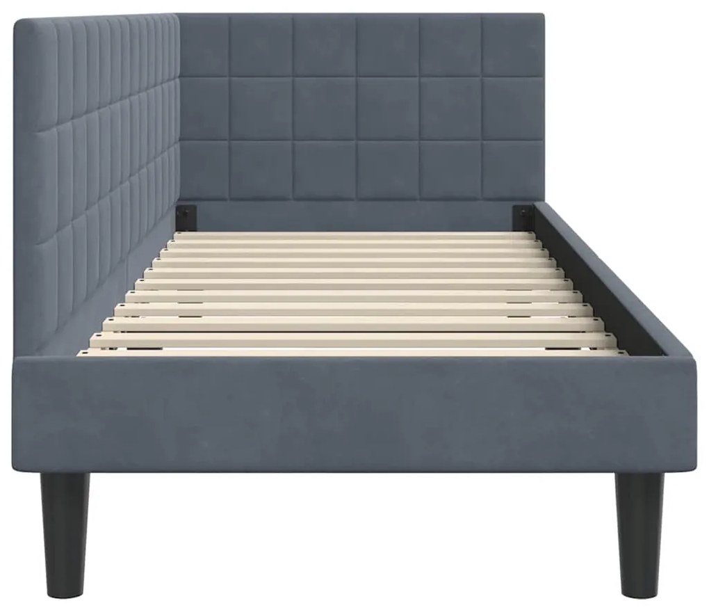 vidaXL Κρεβάτι Γωνίας με κεφαλάρι Σκούρο Γκρι 80 εκ x 200 εκ Βελούδο