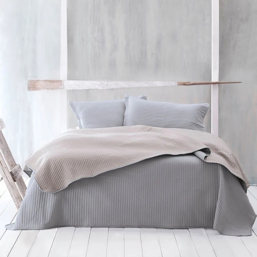 Κουβερλί Jazz 1 Σετ 3τμχ Grey-Beige Ρυθμός Queen Size Microsatin