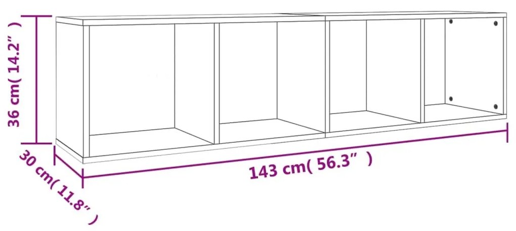 Βιβλιοθήκη/Έπιπλο TV Γκρι Σκυροδέματος 36x30x143 εκ Επεξ. Ξύλο - Γκρι