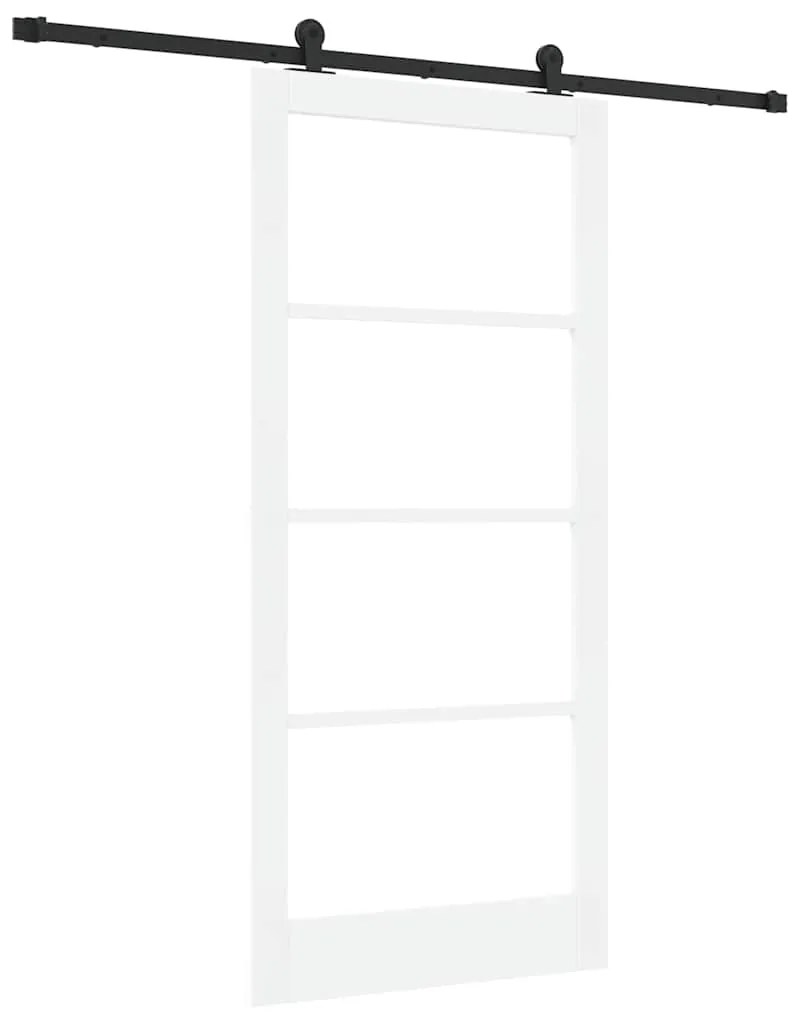 vidaXL Συρόμενη Πόρτα Χειροκίνητος Λευκό 93 x 202 cm Ξύλο και μέταλλο