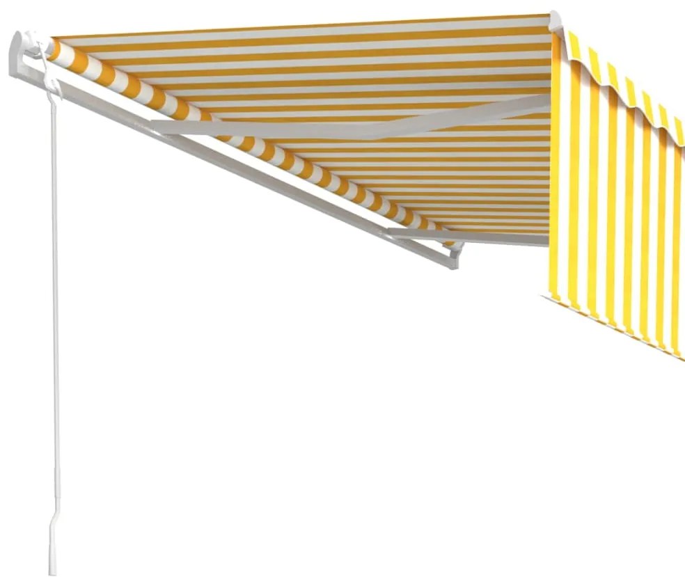 vidaXL Τέντα Συρόμενη Αυτόματη με Σκίαστρο Κίτρινο / Λευκό 5 x 3 μ.