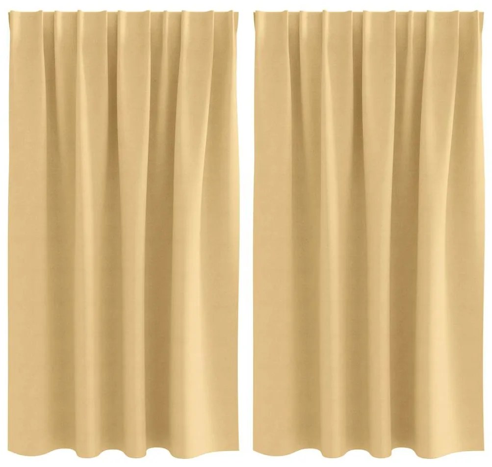 vidaXL Κουρτίνες με κουρτίνες 2 pcs Μπεζ 140x140cm Πολυεστέρας