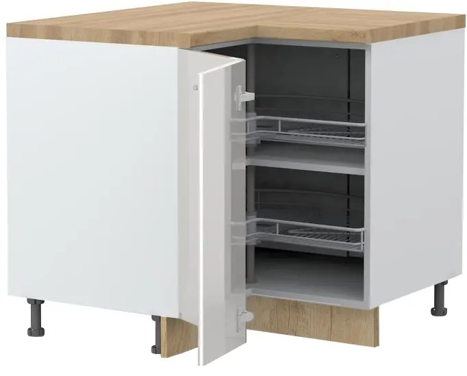 Επιδαπέδιο γωνιακό ντουλάπι Modena R-UG-2KZA-Λευκό - Γκρι ανοιχτό - 94.00Χ94.00Χ88.00cm