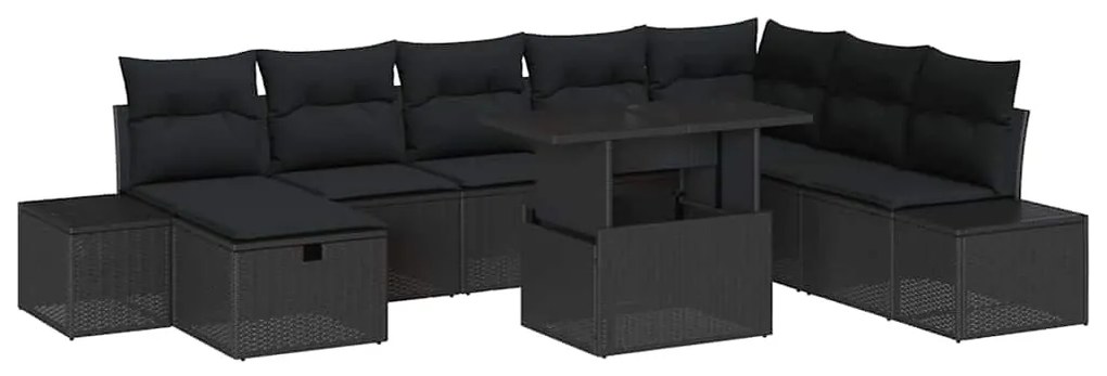 vidaXL Σετ Καναπέ Κήπου 11 pcs Μαύρο Πολυ ράταν